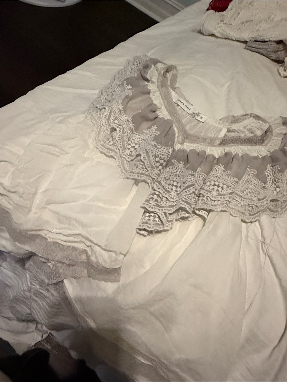 Altar'd State Cream Lace-Trim Chemise Top